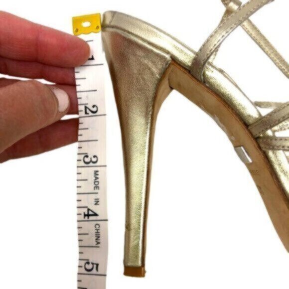 BADGLEY MISCHKA Strappy High Heels Formal Gold Size 10 - Picture 9 of 9